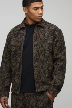 Surchemise oversize en camouflage lavée à l'acide