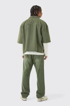 boohooMAN Surchemise oversize en jean à manches 3/4<Homme Denim|Denim