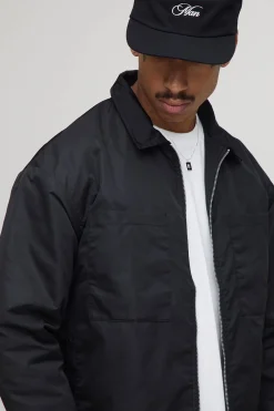 boohooMAN Surchemise oversize en nylon brodé et matelassée<Homme Chemises