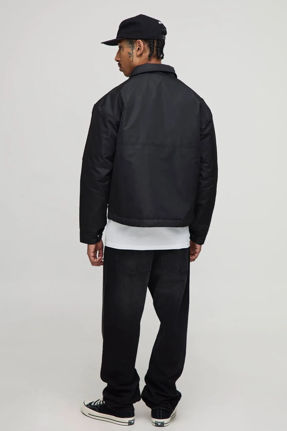 boohooMAN Surchemise oversize en nylon brodé et matelassée<Homme Chemises