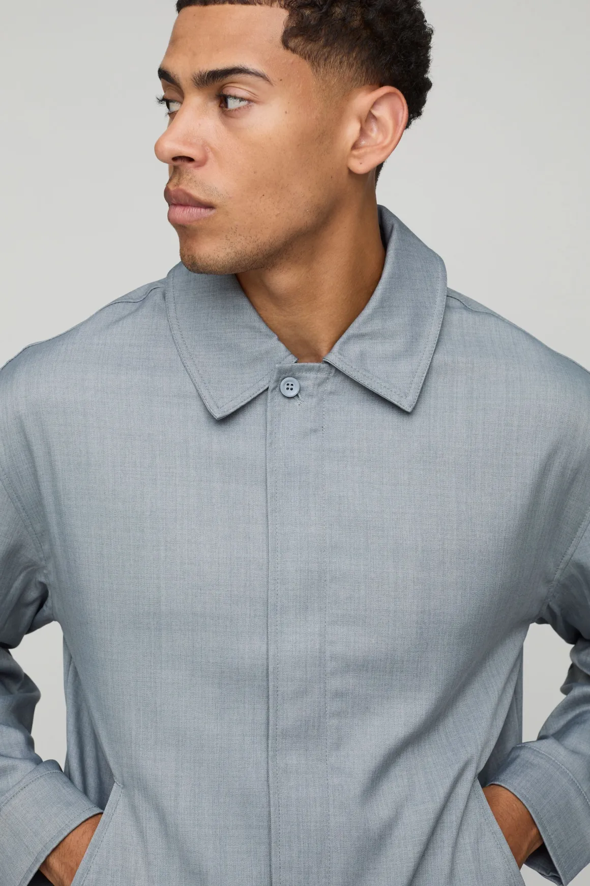 Surchemise oversize en sergé à ourlet élastiqué