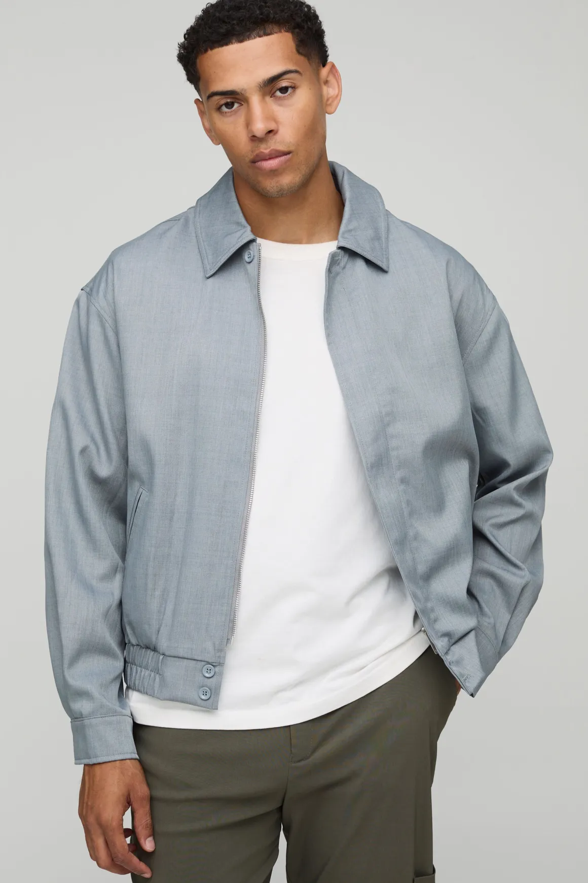 Surchemise oversize en sergé à ourlet élastiqué