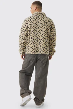 Surchemise oversize à imprimé léopard en synthétique zippée