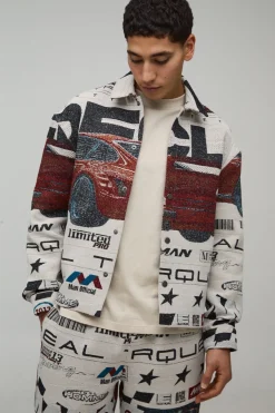 boohooMAN Surchemise Tapisserie Moto Regular<Homme Ensembles|Chemises
