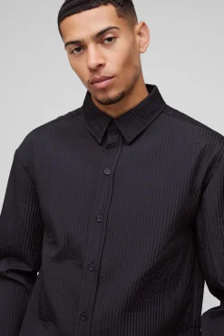 Surchemise technique à plis, coupe régulière