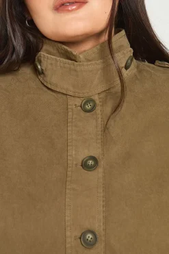 boohoo Surchemise Utilitaire en Sergé à Col Montant Grande Taille<Femme Tops