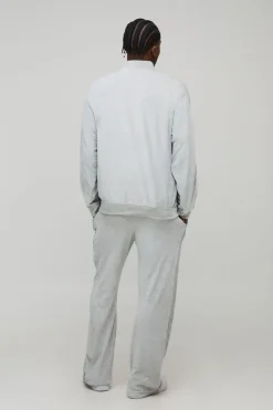 boohooMAN Surdimensionné BM Signature en velours à zip et col entonnoir, survêtement décontracté évasé<Homme Survêtements