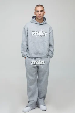 boohooMAN Surdimensionné Boxy Man Star survêtement à capuche avec ourlet fendu<Homme Survêtements