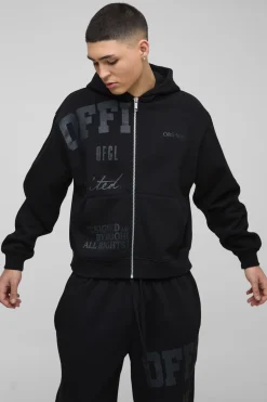 Surdimensionné Boxy Official Tonal Print Zip Hooded Tracksuit