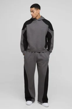 boohooMAN Surdimensionné, coupe boxy, détail couture pour hommes - survêtement à capuche<Homme Survêtements