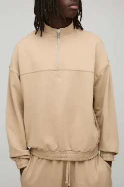 boohooMAN Surdimensionné à la coupe carrée Loopback Homme Script Sweatshirt à col entonnoir et survêtement<Homme Survêtements