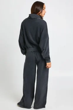 boohoo Survêtement acid wash à col entonnoir et jambes droites<Femme Survêtements|Survêtements