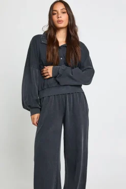 boohoo Survêtement acid wash à col entonnoir et jambes droites<Femme Survêtements|Survêtements