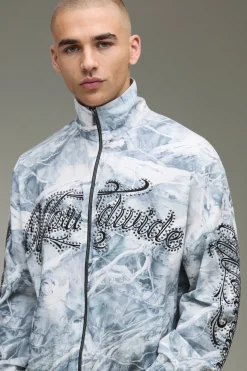 Survêtement Camouflage Coupe Ample Col Montant avec Fermeture Éclair Intégrale