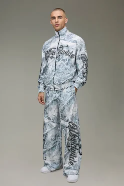 Survêtement Camouflage Coupe Ample Col Montant avec Fermeture Éclair Intégrale