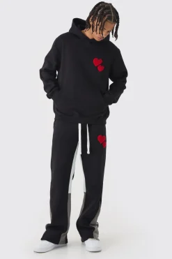 boohooMAN Survêtement à capuche à empiècement cœur Regular Limited<Homme Survêtements