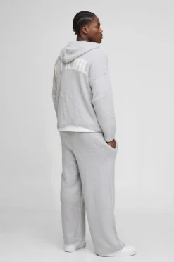 Survêtement à capuche en maille tricotée, surdimensionné, à coupe boxy et duveteux, avec fermeture éclair