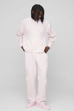 Survêtement à capuche oversize boxy avec appliqué en croix lavé