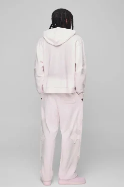 Survêtement à capuche oversize boxy avec appliqué en croix lavé