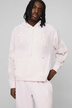 Survêtement à capuche oversize boxy avec appliqué en croix lavé