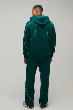 Survêtement à capuche pour homme à coupe régulière avec passepoil