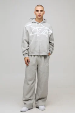Survêtement à capuche zippé ample et boxy imprimé M Star