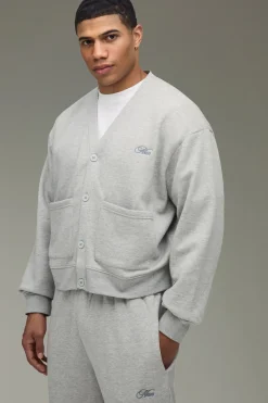 boohooMAN Survêtement Cardigan Jersey Appliqué Official Man Coupe Ample Oversize<Homme Survêtements