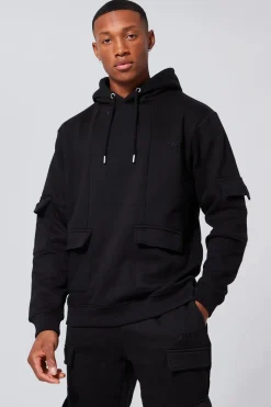 boohooMAN Survêtement cargo à capuche et empiècement - MAN<Homme Survêtements