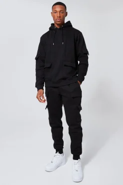 boohooMAN Survêtement cargo à capuche et empiècement - MAN<Homme Survêtements