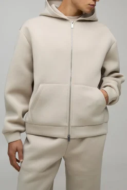 Survêtement à Casynthétiqueche Zippé en Néoprène Collé Coupe Ample Oversize