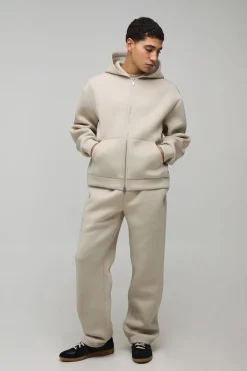Survêtement à Casynthétiqueche Zippé en Néoprène Collé Coupe Ample Oversize