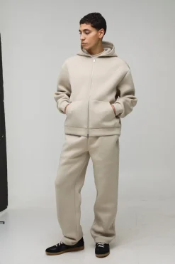 Survêtement à Casynthétiqueche Zippé en Néoprène Collé Coupe Ample Oversize