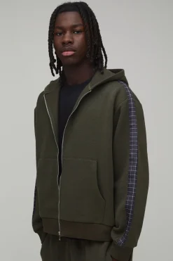 boohooMAN Survêtement À Casynthétiqueche Oversize Boxy Avec Panneaux À Carreaux Et Fermeture Zippée<Homme Survêtements