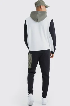 boohooMAN Survêtement à Casynthétiqueche Coupe Régulière Raglan Color Block<Homme Survêtements