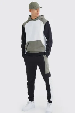 boohooMAN Survêtement à Casynthétiqueche Coupe Régulière Raglan Color Block<Homme Survêtements