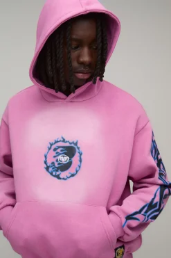 boohooMAN Survêtement À Casynthétiqueche Délavé Graphique Ample Oversize<Homme Survêtements