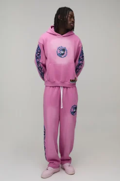 boohooMAN Survêtement À Casynthétiqueche Délavé Graphique Ample Oversize<Homme Survêtements