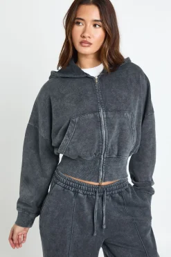 boohoo Survêtement à Casynthétiqueche Double Zip Taille Cintrée Effet Délavé<Femme Survêtements|Survêtements