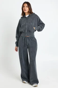 boohoo Survêtement à Casynthétiqueche Double Zip Taille Cintrée Effet Délavé<Femme Survêtements|Survêtements