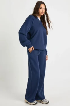 Survêtement à col en V, ample, à capuche et à jambes droites