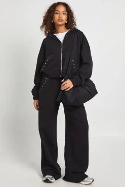Survêtement combiné : sweat à capuche zippé avec détails de couture et pantalon jogger à jambes larges