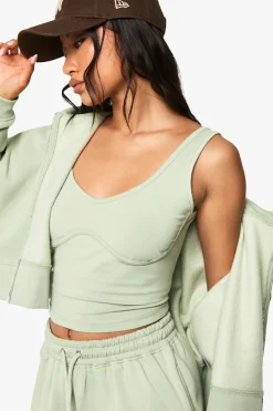 boohoo Survêtement court 3 pièces crop à zip intégral avec détails de couture<Femme Survêtements|Survêtements