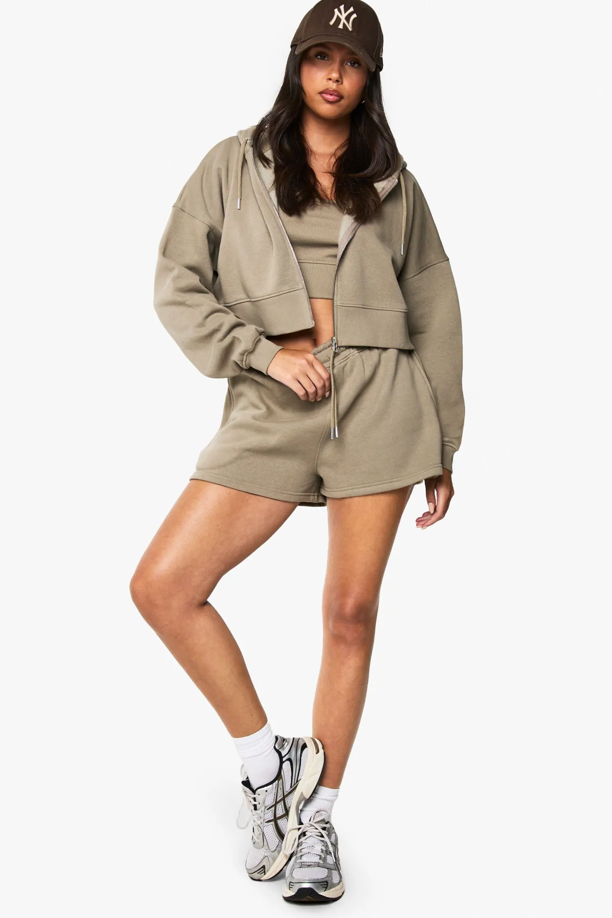 boohoo Survêtement court 3 pièces à zip cropped avec ourlet profond<Femme Survêtements|Survêtements