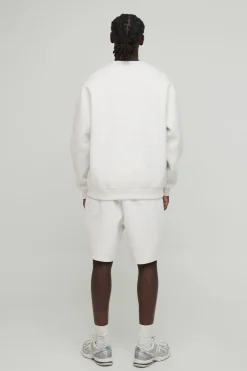 boohooMAN Survêtement court Sweatshirt en scuba oversize collé<Homme Survêtements