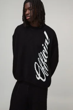 boohooMAN Survêtement en Maille Brossée Officiel Coupe Ample et Jambes Larges<Homme Maille|Mailles