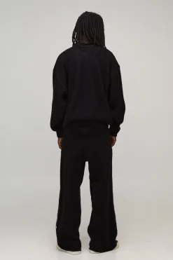 boohooMAN Survêtement en Maille Brossée Officiel Coupe Ample et Jambes Larges<Homme Maille|Mailles
