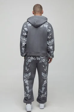Survêtement à fermeture éclair, coupe boxy rétrécie et broderie florale
