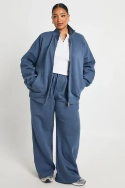 Survêtement Grande Taille à Col Cheminée et Double Zip