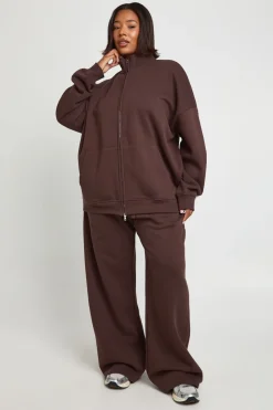Survêtement Grande Taille Sweat à Col Cheminée avec Fermeture Éclair Double Sens
