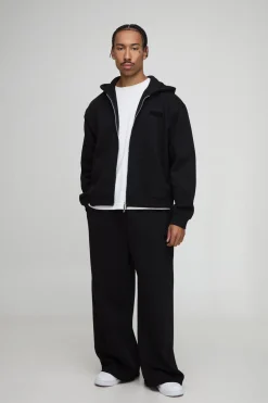 Survêtement homme oversize, de coupe carrée, à capuche avec fermeture éclair intégrale et jambes larges